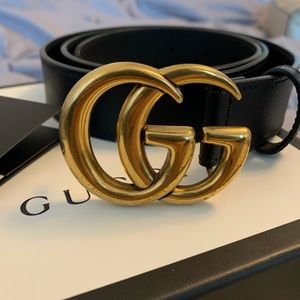 Gucci Double G Leather Belt - Authentic